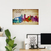 San Diego, CA | Waterverf City Skyline Poster (Thuiskantoor)