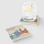 San Diego, CA | Waterverf City Skyline Stenen Onderzetter (Zijkant)