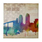 San Diego, CA | Waterverf City Skyline Tegeltje (Voorkant)