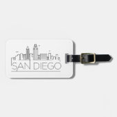 San Diego, Cali Stylized City Skyline Bagagelabel (Voorkant horizontaal)