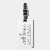San Diego, Cali Stylized City Skyline Bagagelabel (Voorkant verticaal)