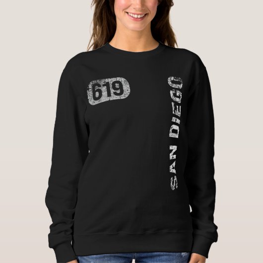 San Diego California 619 Area Code Retro Trui (Voorkant)