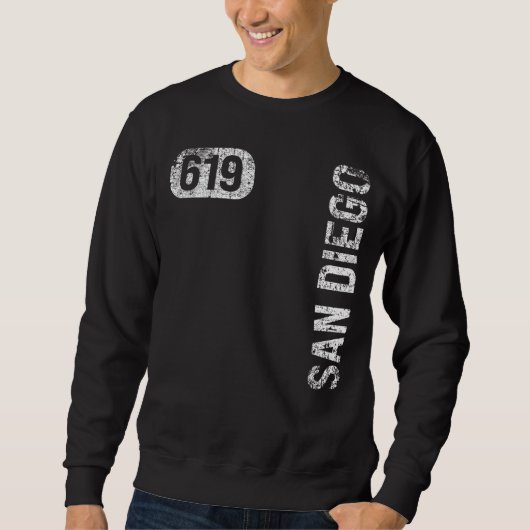 San Diego California 619 Area Code  Retro Trui (Voorkant)