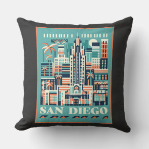 San Diego California Art Deco Kussen
