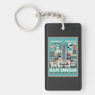 San Diego California Art Deco Sleutelhanger