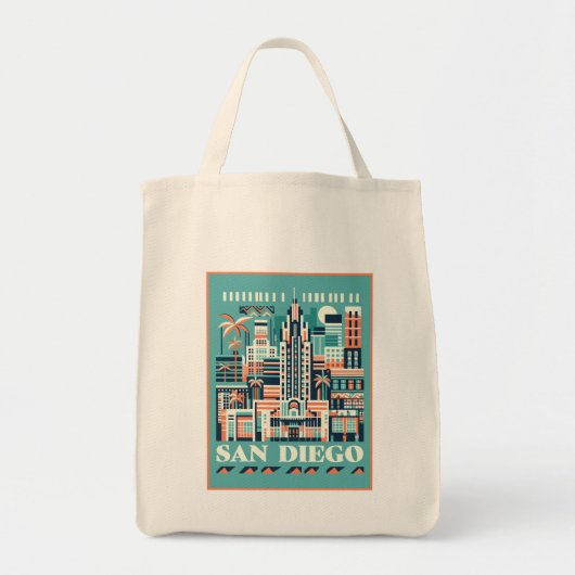 San Diego California Art Deco Tote Bag (Voorkant)