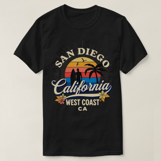 San Diego California Beach Surf Summer Vacation Vi T-shirt (Design voorkant)