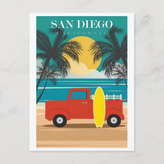 San Diego California Beach Travel Briefkaart (Voorkant)