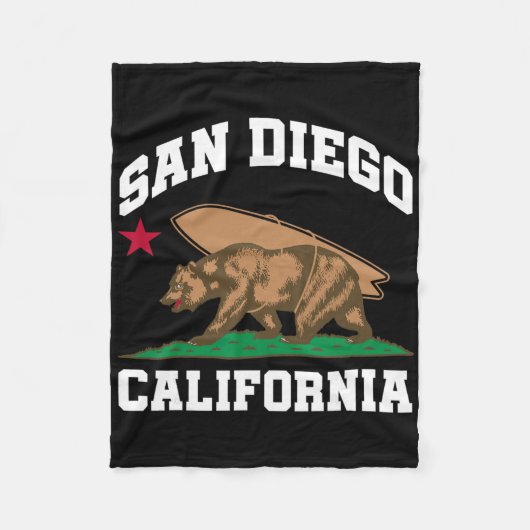 San Diego California Bear Surfing Surfer  Fleece Deken (Voorkant)