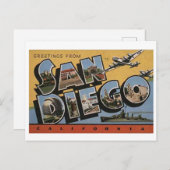  San Diego California Big Letter Briefkaart (Voorkant / Achterkant)