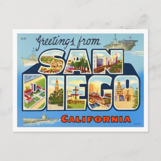 San Diego, California  Big Letters Briefkaart (Voorkant)