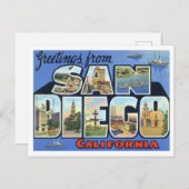 San Diego, California  Big Letters Briefkaart (Voorkant / Achterkant)