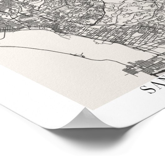 San Diego California Boho Minimal Arch Street Map Poster (Hoek)