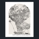 San Diego California Boho Minimal Arch Street Map Poster<br><div class="desc">San Diego California Boho Minimal Arch Street Map</div>
