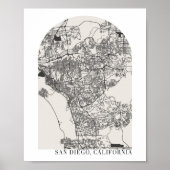 San Diego California Boho Minimal Arch Street Map Poster (Voorkant)