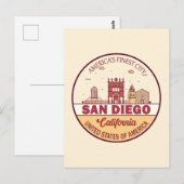 San Diego California City Skyline-embleem Briefkaart (Voorkant / Achterkant)