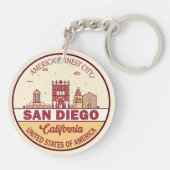 San Diego California City Skyline-embleem Sleutelhanger (Achterkant)