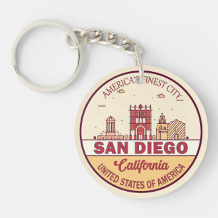 San Diego California City Skyline-embleem Sleutelhanger