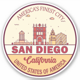 San Diego California City Skyline-embleem Sticker