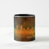 San Diego California City Skyline Watercolor v04 Mok (Midden)