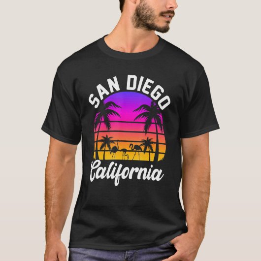 San Diego California Flamingo Beach Summer T-shirt (Voorkant)