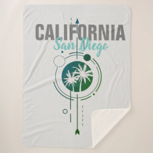 San Diego California Geometric Palms Sherpa Deken