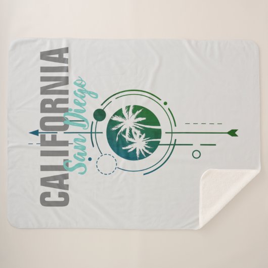 San Diego California Geometric Palms Sherpa Deken (Voorkant (horizontaal))