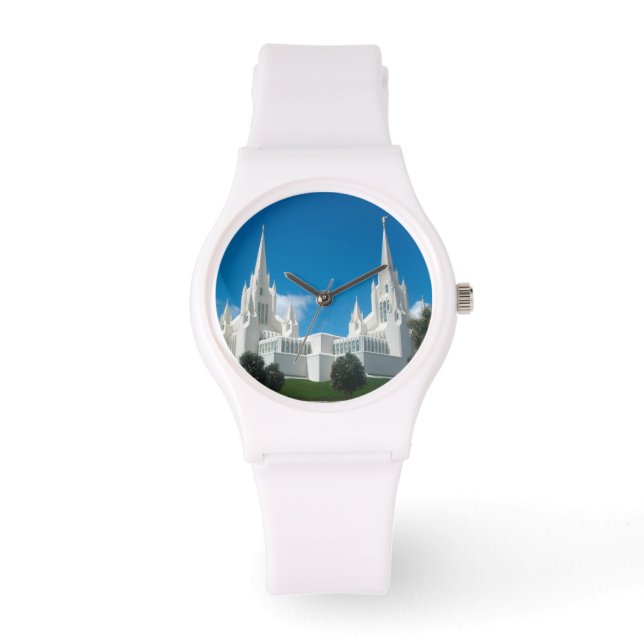 San Diego California LDS Temple White Watch Horloge (Voorkant)