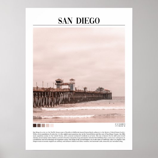 San Diego California - Minimalistische wll Art Poster (Voorkant)