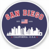 San Diego California Modern City Sticker (Voorkant)