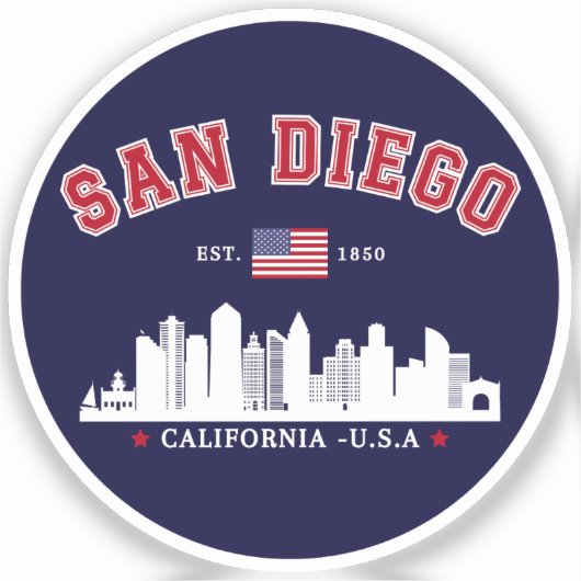 San Diego California Modern City Sticker (Voorkant)