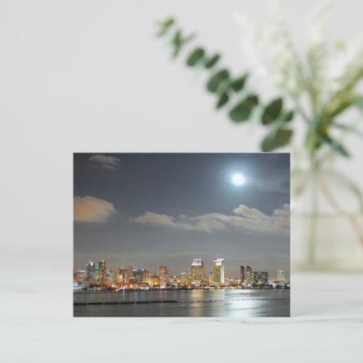 San Diego California Night Evening Moon City Feestdagenkaart (Staand voorkant)