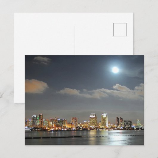 San Diego California Night Evening Moon City Feestdagenkaart (Voorkant / Achterkant)