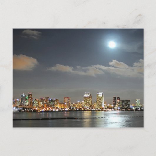San Diego California Night Evening Moon City Feestdagenkaart (Voorkant)