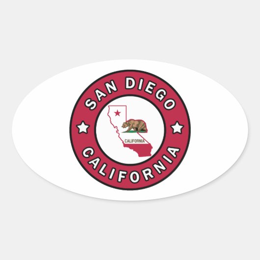 San Diego California Ovale Sticker (Voorkant)