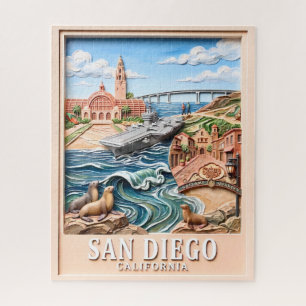 San Diego California Reis 3D Gestuctuurde Landmerk Legpuzzel