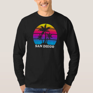 San Diego California Retro Palm Tree Sunset Vacati T-shirt