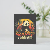 San Diego California Retro Sunset Panda Aankondigingskaart (Staand voorkant)