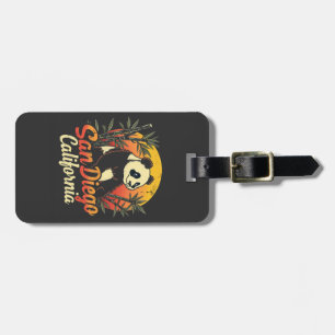 San Diego California Retro Sunset Panda Bagagelabel
