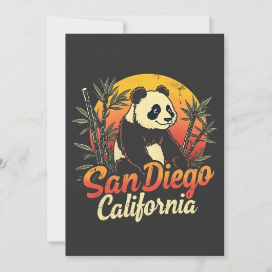 San Diego California Retro Sunset Panda Feestdagenkaart (Voorkant)