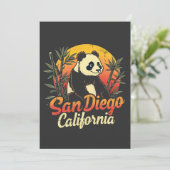 San Diego California Retro Sunset Panda Feestdagenkaart (Staand voorkant)