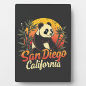 San Diego California Retro Sunset Panda Fotoplaat (voorkant)