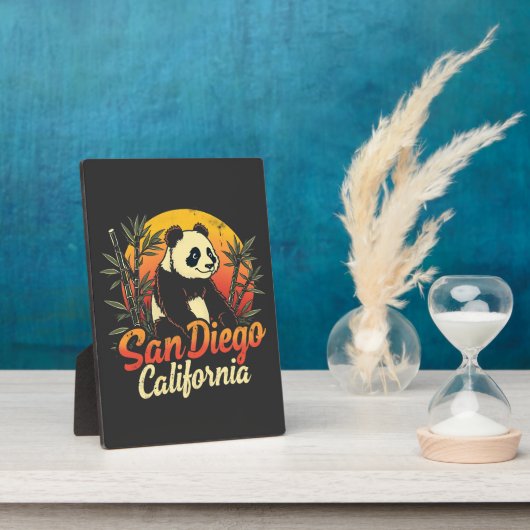 San Diego California Retro Sunset Panda Fotoplaat (Zijkant)