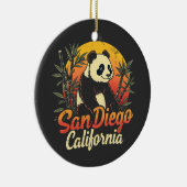San Diego California Retro Sunset  Panda Keramisch Ornament (Rechts)