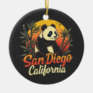 San Diego California Retro Sunset Panda Keramisch Ornament
