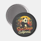 San Diego California Retro Sunset Panda Magneet (Voorkant / Achterkant)