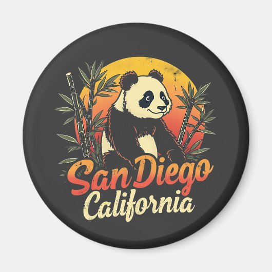 San Diego California Retro Sunset Panda Magneet (Voorkant)