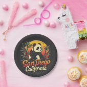 San Diego California Retro Sunset  Panda Papieren Bordje (Feest)