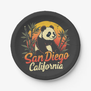 San Diego California Retro Sunset  Panda Papieren Bordje