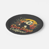 San Diego California Retro Sunset  Panda Papieren Bordje (Gekanteld)